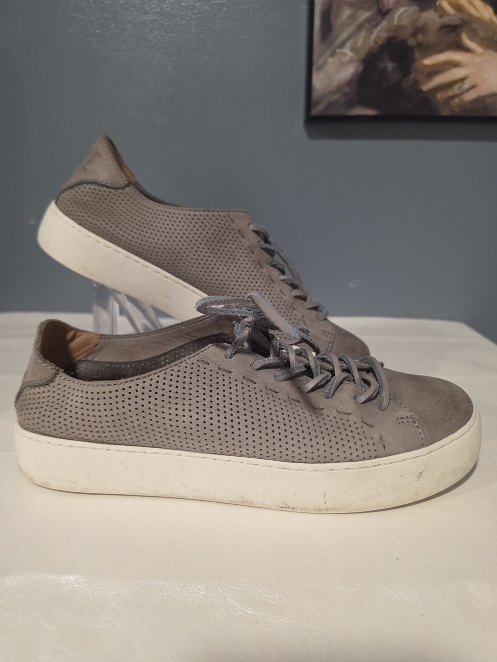 Frye Gray Perforated Accents Suede Women’s Lace-Up Sneakers Size 8